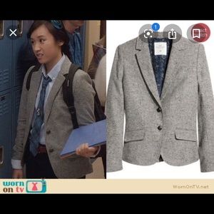 H&M herringbone tweed blazer w/ elbow pads